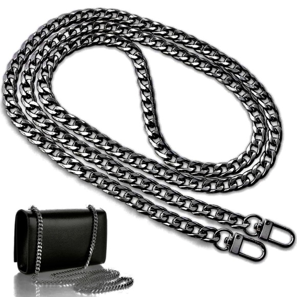 New Gun Metal 47” Flat Metal Detachable Chain Strap - Picture 2 of 6